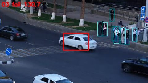 A car passes the upper crossing while people wait on the kerb.